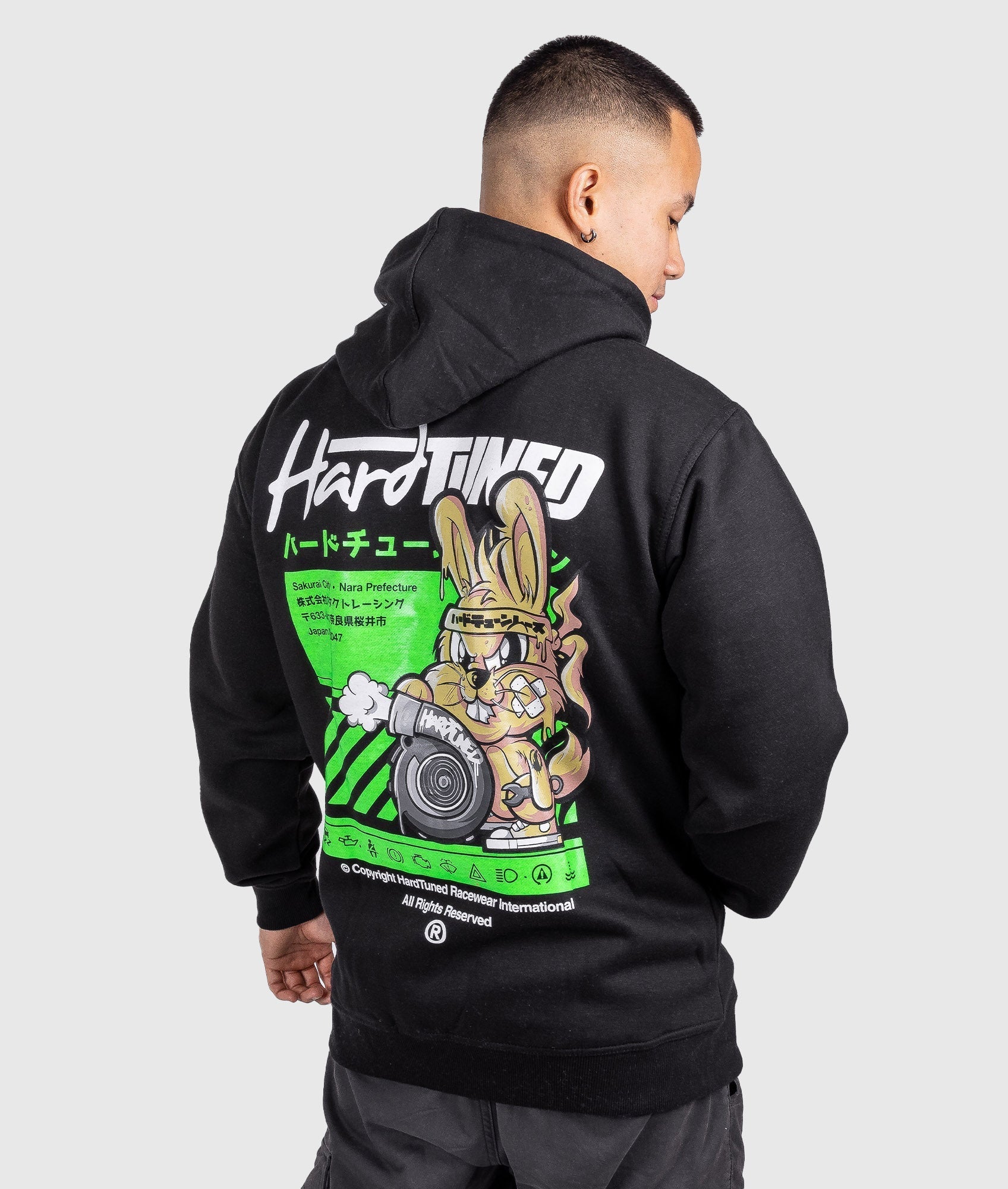Gray Devil Bunny Studded Oversized Hoodie main image 1