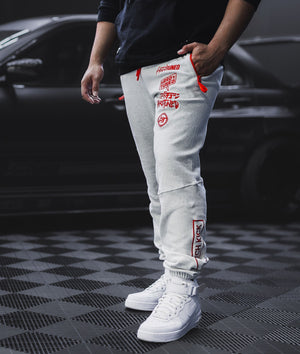 Clutch Kick P1 Fleece Track Pants - White - Hardtuned