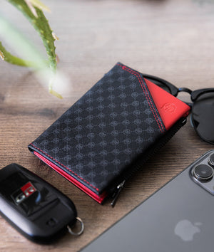 Higashi Monogram/Red Vertical Wallet - Hardtuned