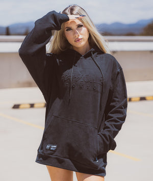 Women's Hardtuned Embossed P1 Fleece Hoodie - Black - Hardtuned